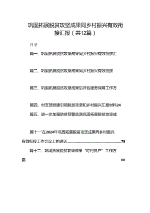巩固拓展脱贫攻坚成果同乡村振兴有效衔接汇报12篇（最新版）.docx