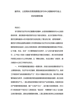 副市长、公安局长在局党委理论学习中心组集体学习会上的讲话提纲2篇.docx