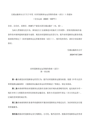 《农村道路客运运营服务指南(试行)》.docx