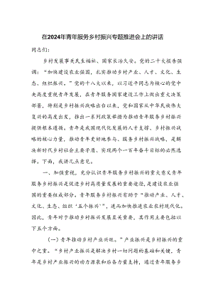 在2024年青年服务乡村振兴专题推进会上的讲话.docx