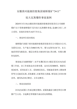 2024.7《安徽淮河能源控股集团谢桥煤矿较大瓦斯爆炸事故案例》.docx