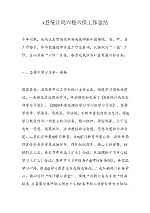 x县统计局六稳六保工作总结.docx