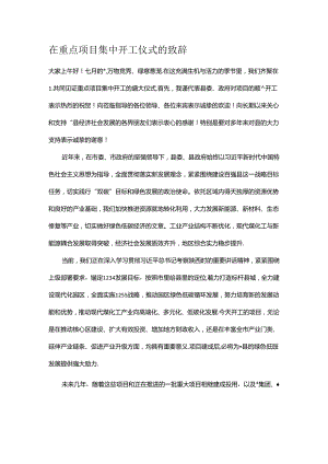 在重点项目集中开工仪式的致辞.docx