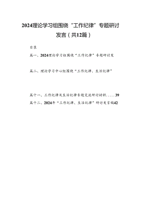 理论学习组围绕“工作纪律”专题研讨发言12篇（详细版）.docx