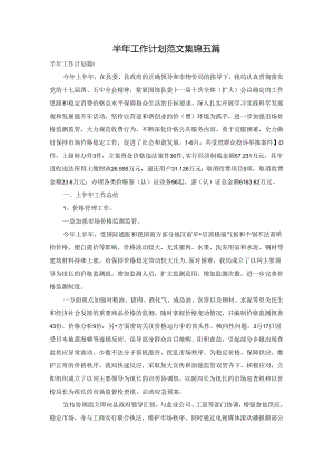 半年工作计划范文集锦五篇.docx