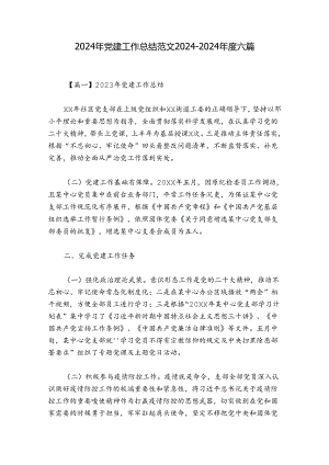 2024年党建工作总结范文2024-2024年度六篇.docx