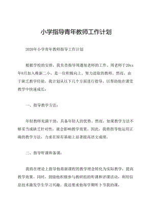 小学指导青年教师工作计划.docx