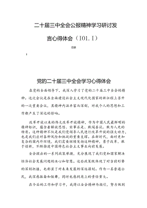 二十届三中全会公报精神学习研讨发言心得体会 （10篇）.docx