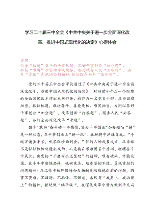 5篇范文 学习二十届三中全会《关于进一步全面深化改革、推进中国式现代化的决定》心得体会研讨发言.docx
