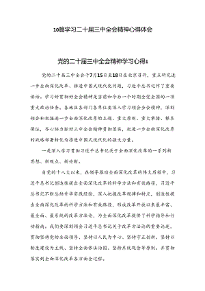 10篇学习贯彻党的二十届三中全会精神心得体会.docx