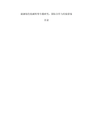 能源绿色低碳转型专题研究：国际合作与经验借鉴.docx