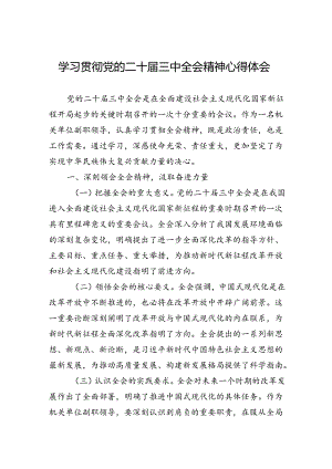 单位副职学习贯彻党的二十届三中全会精神心得体会（5篇）.docx
