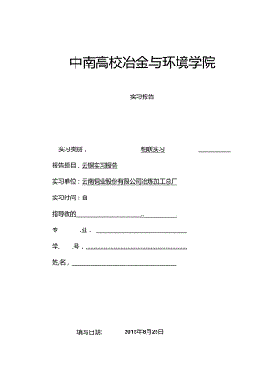 云南铜业实习报告.docx