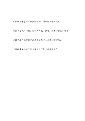 党支部党委书记党的二十届三中全会精神心得体会研讨发言3篇.docx