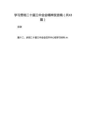 学习贯彻二十届三中全会精神发言稿12篇（详细版）.docx