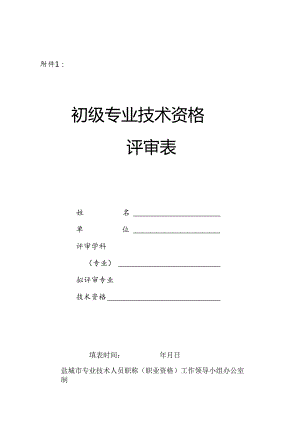 初级专业技术资格评审表.docx