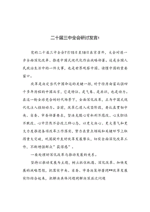 10篇学习贯彻党的二十届三中全会精神研讨交流发言.docx