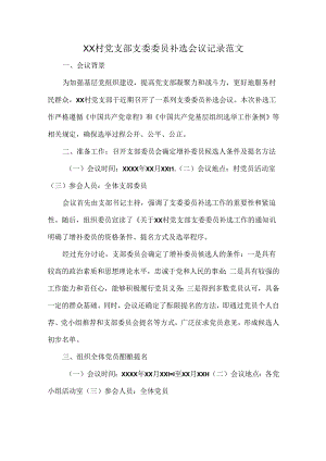 XX村党支部支委委员补选会议记录范文.docx