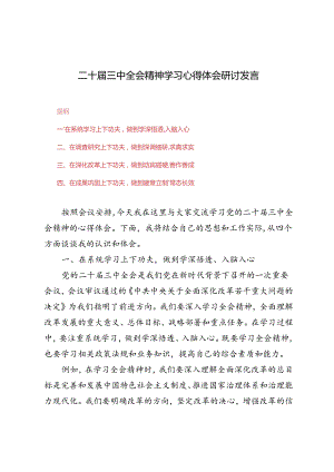 7篇范文 2024年二十届三中全会精神学习心得体会研讨发言.docx