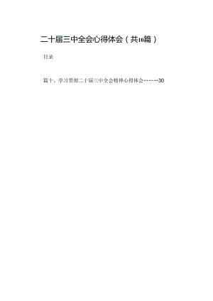二十届三中全会心得体会【10篇文】.docx