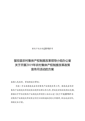 留农产改办发〔2019〕1号关于开展2019年农村集体产权制度改革政策宣传月活动的实施方案.docx