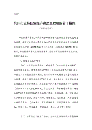 杭州市支持低空经济高质量发展的若干措施（征求意见稿）.docx