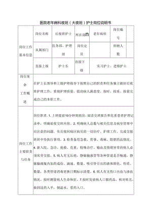医院老年病科夜班（大夜班）护士岗位说明书.docx