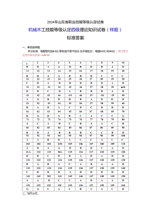 2024年山东省职业技能等级认定试卷 真题 机械木工 中级理论试卷答案（样题）.docx