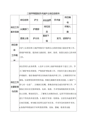 二级甲等医院手术室护士岗位说明书.docx