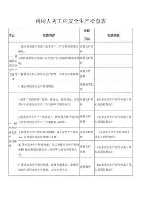 利用人防工程安全生产检查表.docx