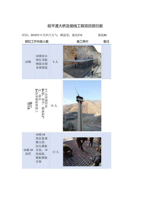 2018.11.21皎平渡大桥及接线工程项目部日报.docx