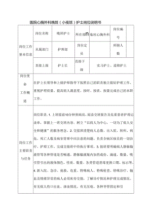 医院心胸外科晚班（小夜班）护士岗位说明书.docx