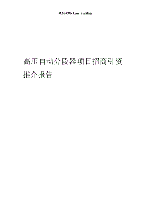 高压自动分段器项目招商引资推介报告.docx