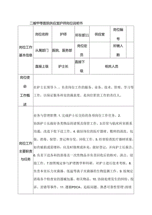 二级甲等医院供应室护师岗位说明书.docx