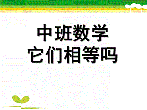 中班数学优质课《它们相等吗》PPT课件教案中班数学：它们相等吗.ppt