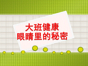 大班健康保健《眼睛的秘密》PPT课件教案大班健康眼睛的秘密.ppt