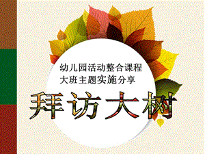 幼儿园活动整合课程大班“拜访大树”主题实录分享PPT课件拜访大树.ppt