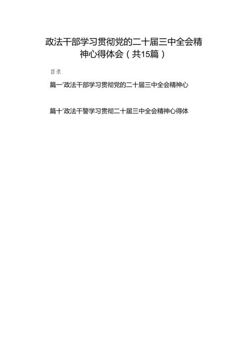 （15篇）政法干部学习贯彻党的二十届三中全会精神心得体会参考范文.docx