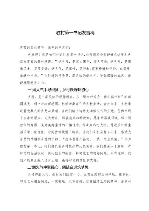 2篇 驻村第一书记乡村振兴讲话稿.docx