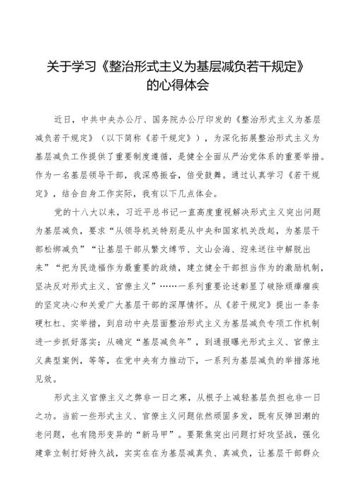 学习整治形式主义为基层减负若干规定心得体会五篇.docx