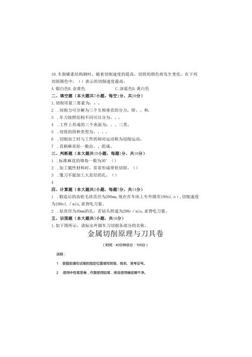 《金属切削原理与刀具》试卷 (10).docx