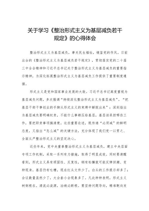 学习贯彻《整治形式主义为基层减负若干规定》心得感悟五篇.docx