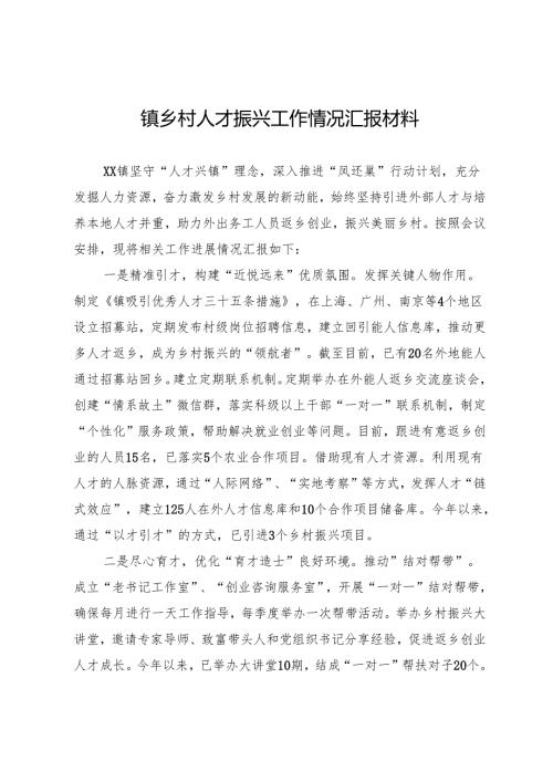 镇乡村人才振兴工作情况汇报材料.docx