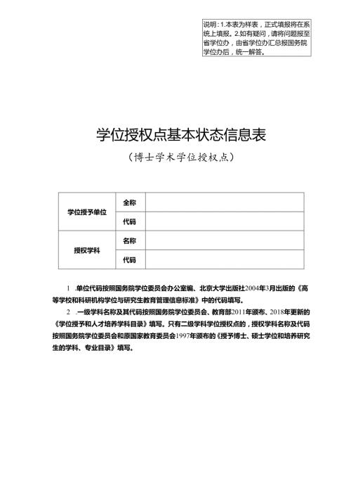 博士学位授权点基本状态信息表（2022年） - 2024.docx