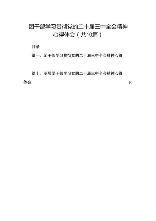 （10篇）团干部学习贯彻党的二十届三中全会精神心得体会汇编范文.docx