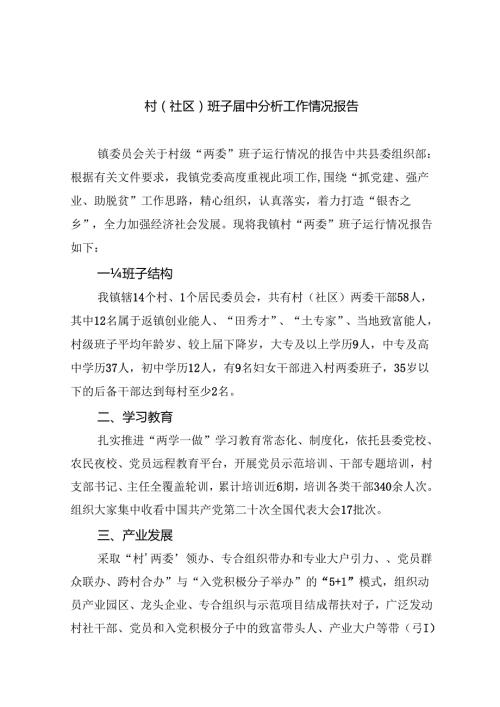 村(社区)班子届中分析工作情况报告11篇（精选）.docx