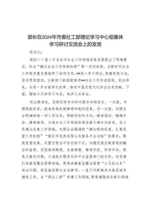 部长在2024年市委社工部理论学习中心组集体学习研讨交流会上的发言.docx