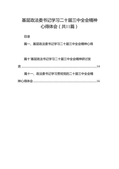 （11篇）基层政法委书记学习二十届三中全会精神心得体会（精选）.docx