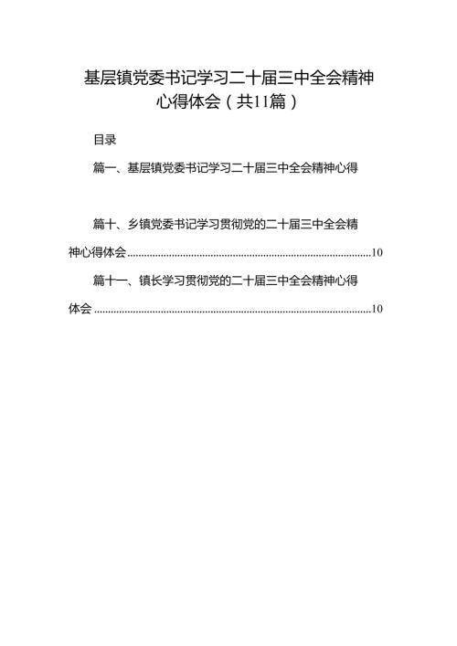 （11篇）基层镇党委书记学习二十届三中全会精神心得体会集合.docx