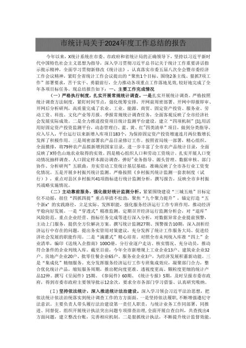 市统计局关于2024年度工作总结的报告.docx